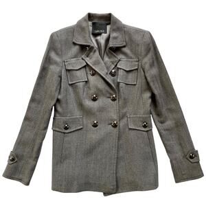 Carlisle Wool Silk Blend Military Jacket Size 4 Gray